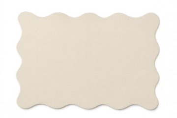 Beige blank label with wavy edges floating on a transparent background, ideal for adding custom text or designs