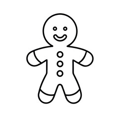 Gingerbread man Christmas cookie on white background