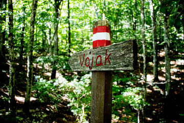 walking sign to Vojak, Ucka, Croatia