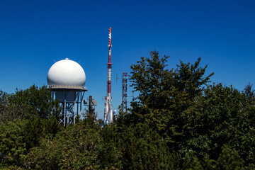 weather radar on top of mountain above the Adriatic sea, Ucka, Croatia