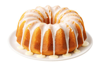  Cake With Fluffy White Frosting on a Plate. White or PNG Transparent Background.