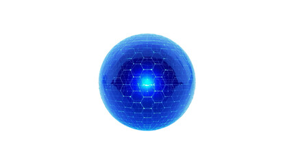 Abstract Futuristic Sphere with Hexagonal Grid and Glowing Center Element