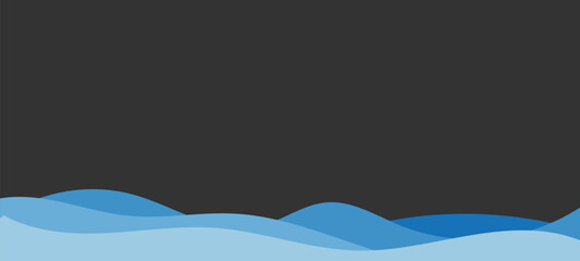 Blue Wave on Black Isolated Background