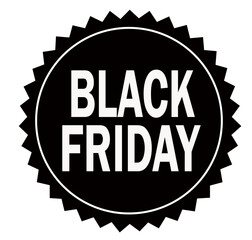black Friday sale yellow round sticker sale icon label on white background