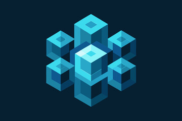 AI Generated 3D Fractal Cubes Glowing