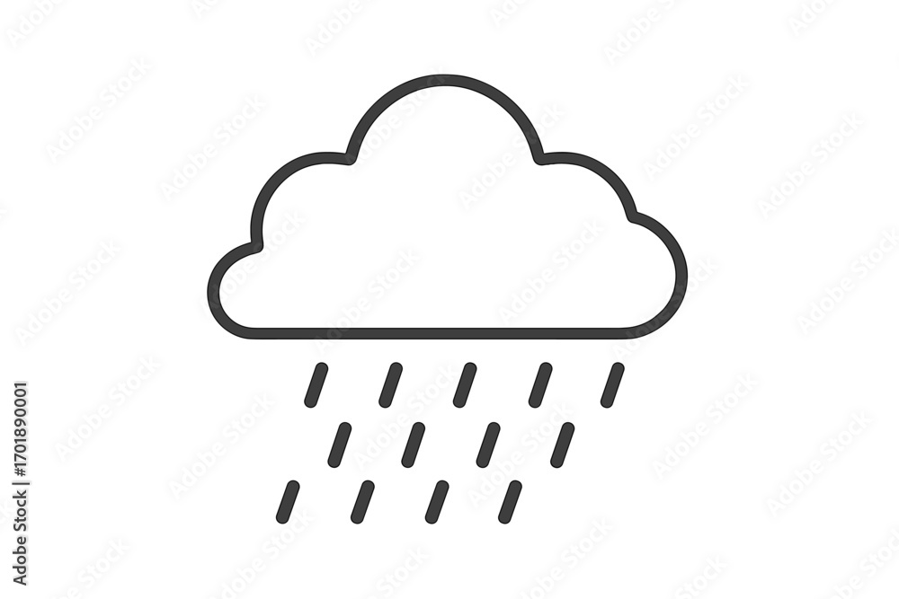 Poster rain cloud weather line icon. simple meteorology forecast symbol. minimalist vector graphic for web 
