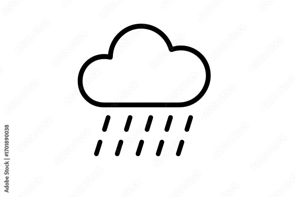Poster rain cloud weather icon. minimalistic linear pictogram for web and graphic design. simple outline ve