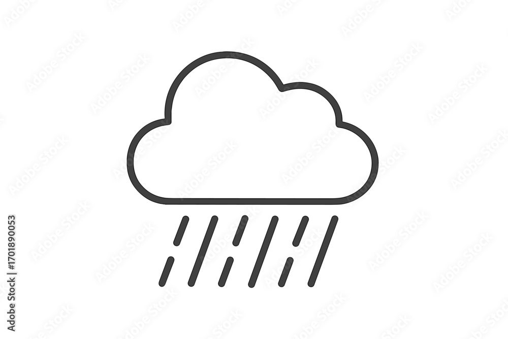 Poster rain cloud line icon. weather forecast symbol. simple minimal outline vector for web and mobile app 
