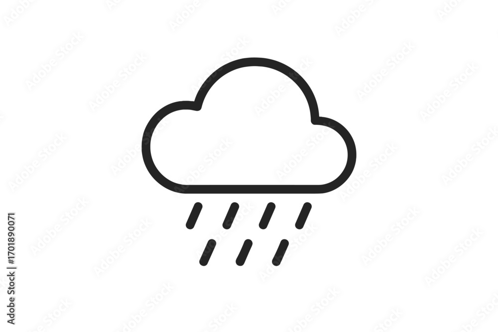 Aufkleber rain cloud icon. weather forecast symbol. minimalistic linear pictogram for web and graphic design. 