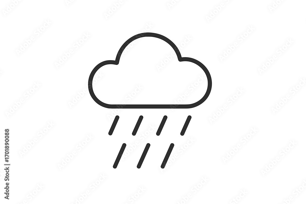 Poster rain cloud outline icon. simple weather forecast symbol for a rainy day. minimal linear pictogram fo