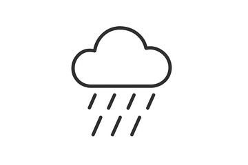 Rain cloud outline icon. Simple weather forecast symbol for a rainy day. Minimal linear pictogram for web and app design. Vector illustration isolated on transparent background.