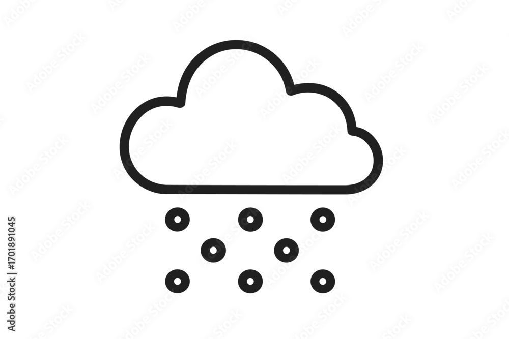 Poster snow cloud outline icon. weather forecast symbol. simple linear graphic for web design, app. vector 