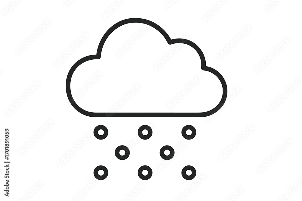 Aufkleber snow cloud weather icon. simple outline linear symbol for forecast app or web design. vector graphic