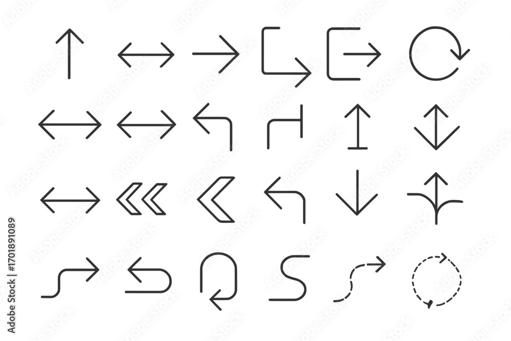 Aufkleber arrow line icon set. collection of vector outline pointers and cursors. navigation and direction sig