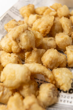 Marinated dogfish bites in crispy batter