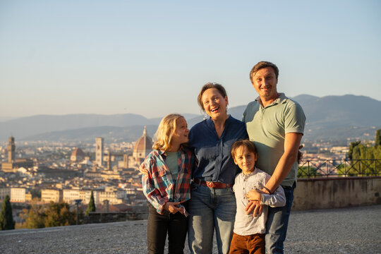 Family enjoying time in Florence with city view