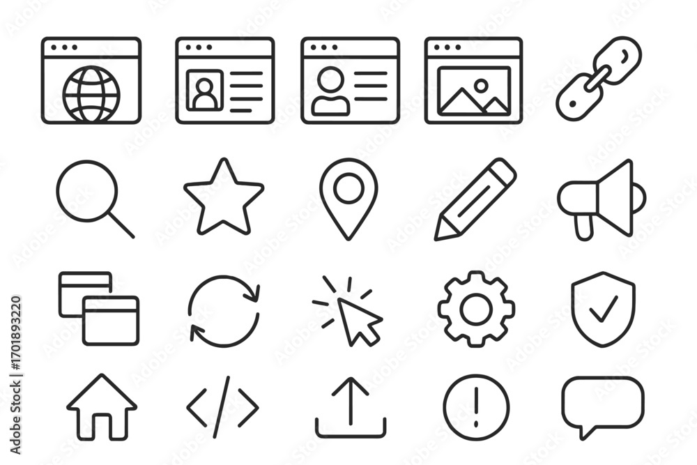 Leinwandbilder web page line icons set. ui ux outline elements for web design and mobile app. vector symbols for na