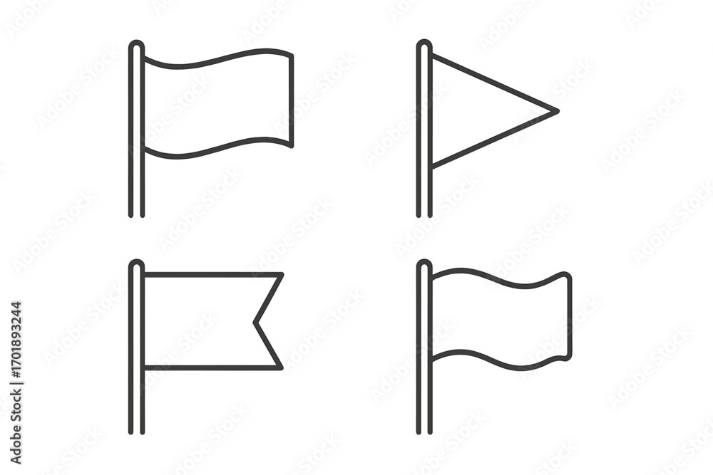 Poster flag icon set. thin line vector icons for web, app, ui, ux design. simple outline symbols of flags, 