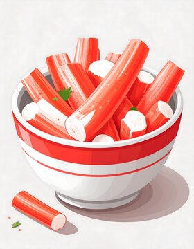 Bowl of imitation crab meat