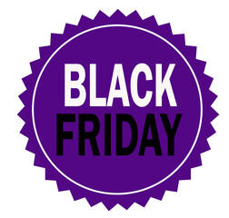 black Friday sale purple round sticker sale icon label on white background