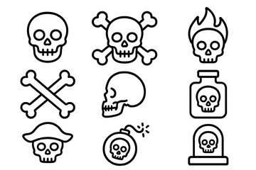 Shield and insurance thin line icon set, outline graphic design symbols for web, apps, adverts, various cards, vector cartoon style, transparent background, protection concept