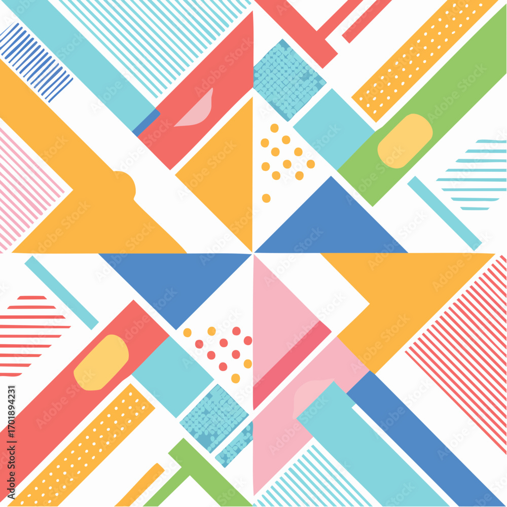 Poster colorful abstract geometric pattern with triangles and lines on white background