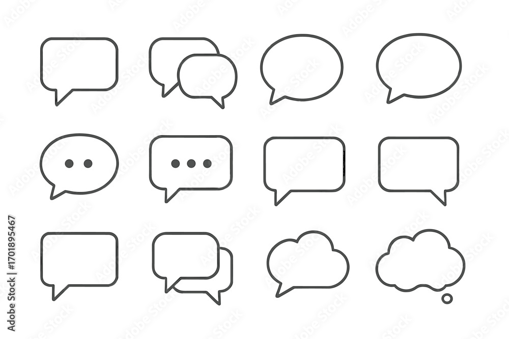 Poster speech bubble line icon set. chat, message, and dialog symbols for communication concepts. minimalis