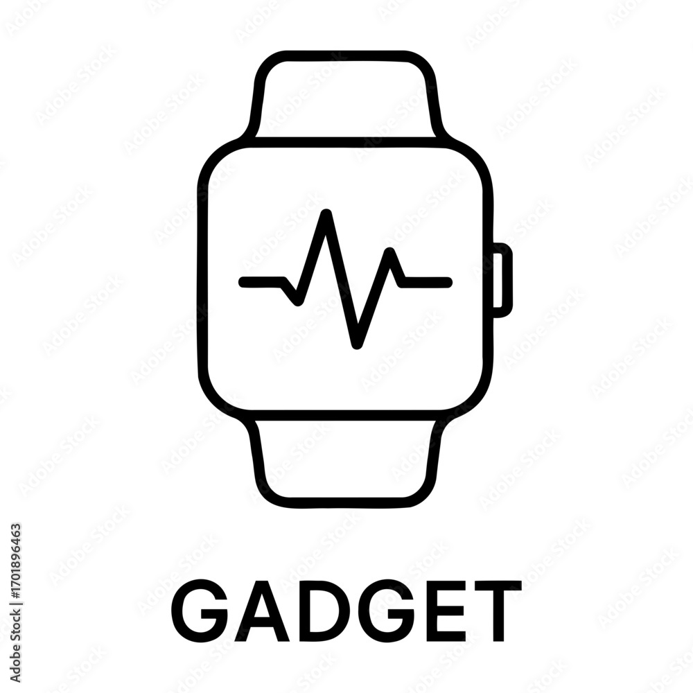 Poster illustration of a smartwatch with a heartbeat line displayed on the screen device face