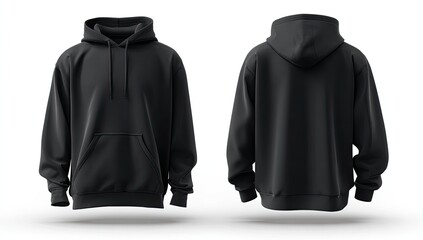 Black hoodie mockup, front and back views (5)