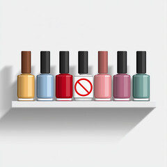 Obraz premium A collection of various colors nail polish bottles arranged on a shelf