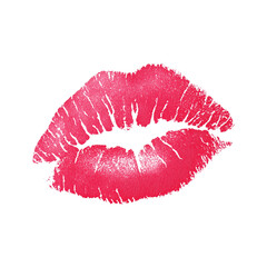 A beautiful kiss mark in red, perfect for expressing affection and romance. The impression of the lips is clear and passionate