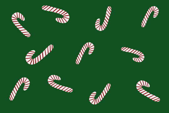 Festive candy cane pattern on dark green background
