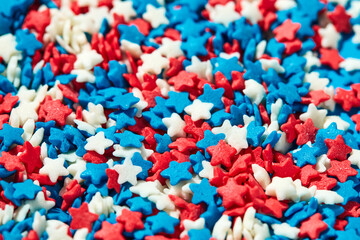 Colorful star shaped sugar sprinkles for baking decor