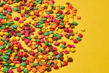 Colorful sugar sprinkles in various shapes and colors