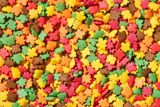 Colorful autumn themed sugar baking sprinkles