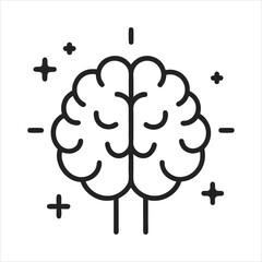 Minimal brain icon with a sparkle representing creative thinking and ideas