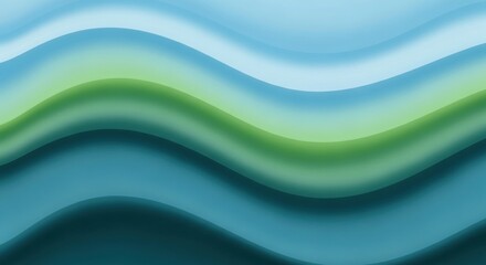 Abstract layered green and blue wave lines creating a smooth and dynamic visual pattern for digital backgrounds and modern design.