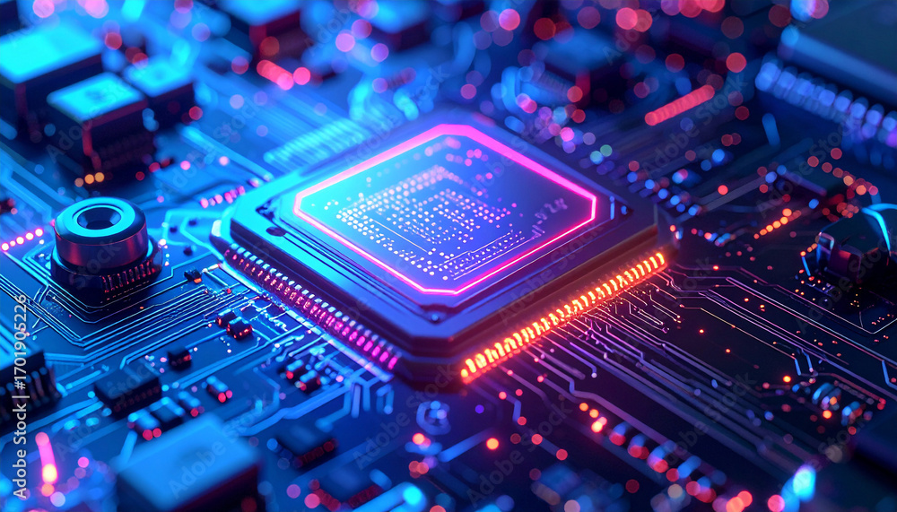 Poster central processing unit: the digital core is alive with electricity, illuminating the intricacies of