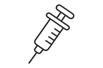 Syringe outline icon medical injection needle vector graphic for healthcare design, digital apps, adverts, vaccination concepts, transparent background set, cartoon style