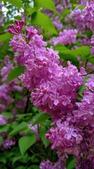 Obraz premium Vibrant lilac flowers blooming in spring garden