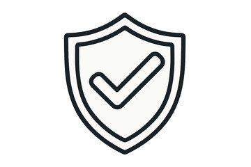 Security shield with check mark vector icon. Protection, safety, and guarantee concept. Approved, verified, certified, and protected sign. Data privacy, quality, and warranty symbol.
