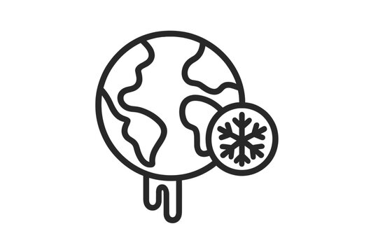 black earth with snowflake, melting, climate change clip art preview