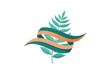 Layered fern fronds ribbon flowing natural elegant design