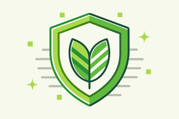 Obraz premium Eco shield icon bold protective nature safety illustration