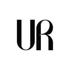 UR monogram logo design letter text name symbol monochrome logotype alphabet character simple logo