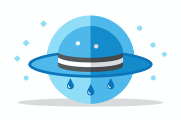 Rain Hat Vector Icon Round Hat Wide Brim Illustration