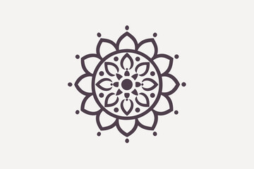 Tiny circular mandala with four evenly spaced petals