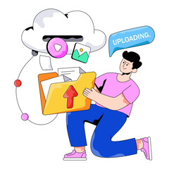 Modern design illustration of cloud uploading