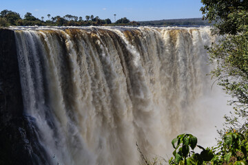 A section of the Victoria fall in flood