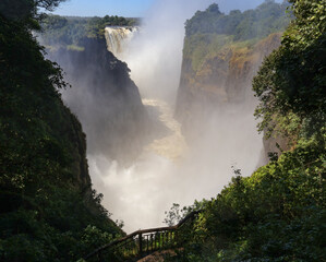 A view of the Victoria Fall from a vantage point in the park